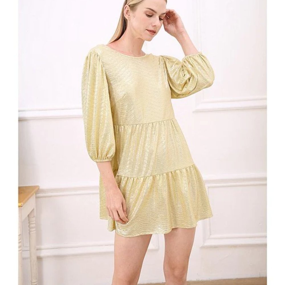 Julie Brown NYC Holiday Sparkle Allan Dress Gold Small